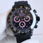 Super Clone Rolex BLAKEN Daytona Extra thin Watch Matt Black Pink Markers